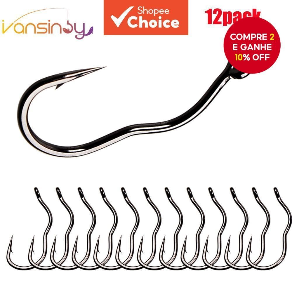 12pçs Ganchos De Pesca Mágicos De Liga De Titânio Com Flip Automático Para Anti-Corrida/Queda