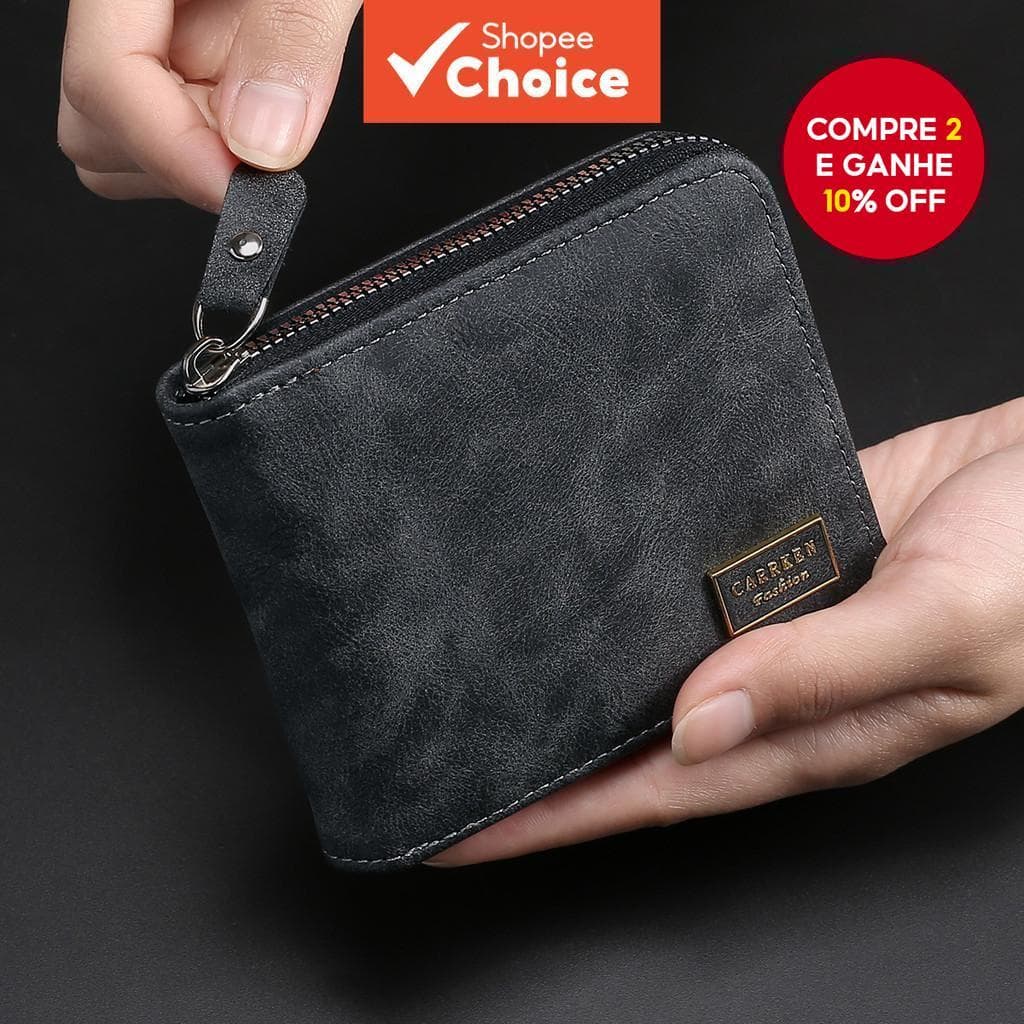 Novo Carteira Zipper Masculina Multi Funcional Estilo Coreano - Porta Moeda e Cartões de Grande Capacidade