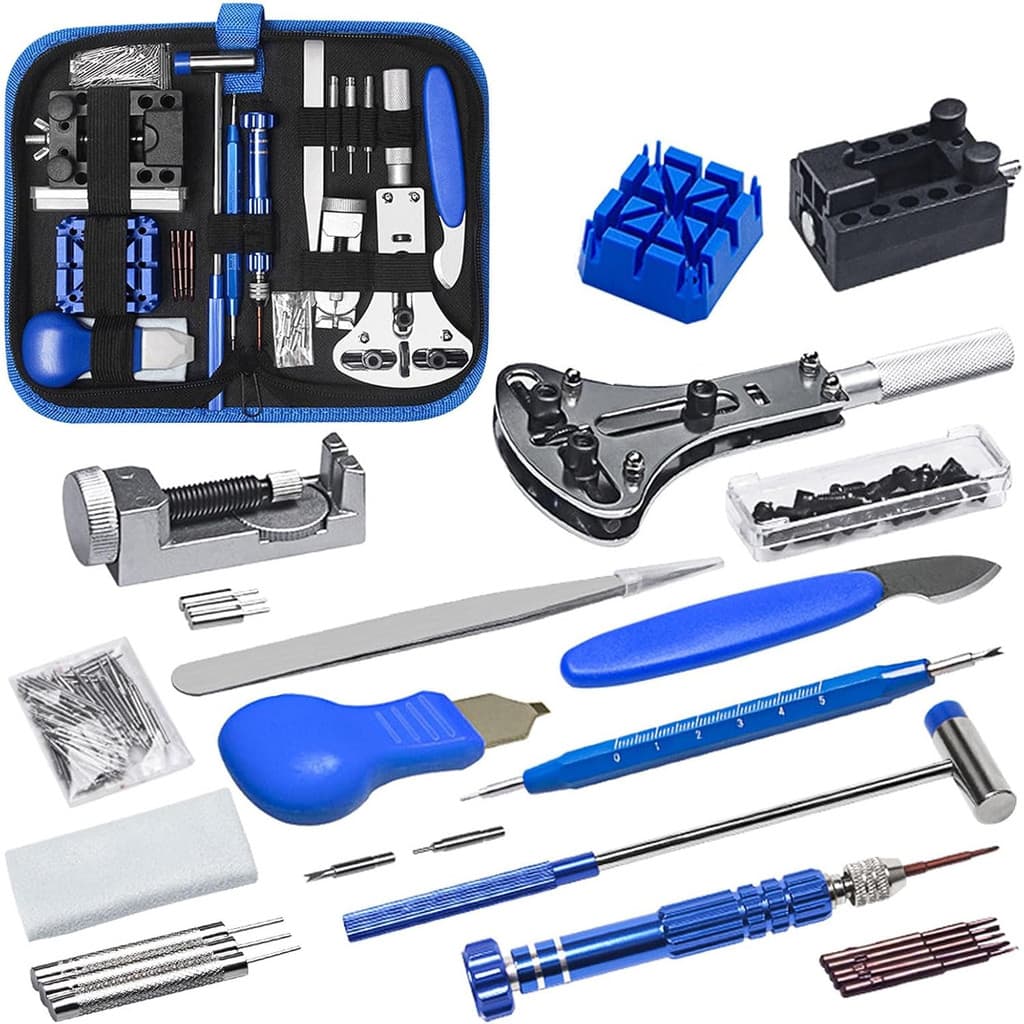 Kit de Ferramentas Relojoeiro 185 Peças, Com Estojo, Para Manutenção e Conserto de Relógios