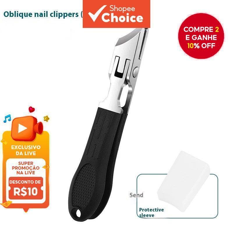  Tesouras para unhas oblíquas, cortador de unhas encravadas em aço inoxidável, aberturas grandes, anti-salpicos, preto,