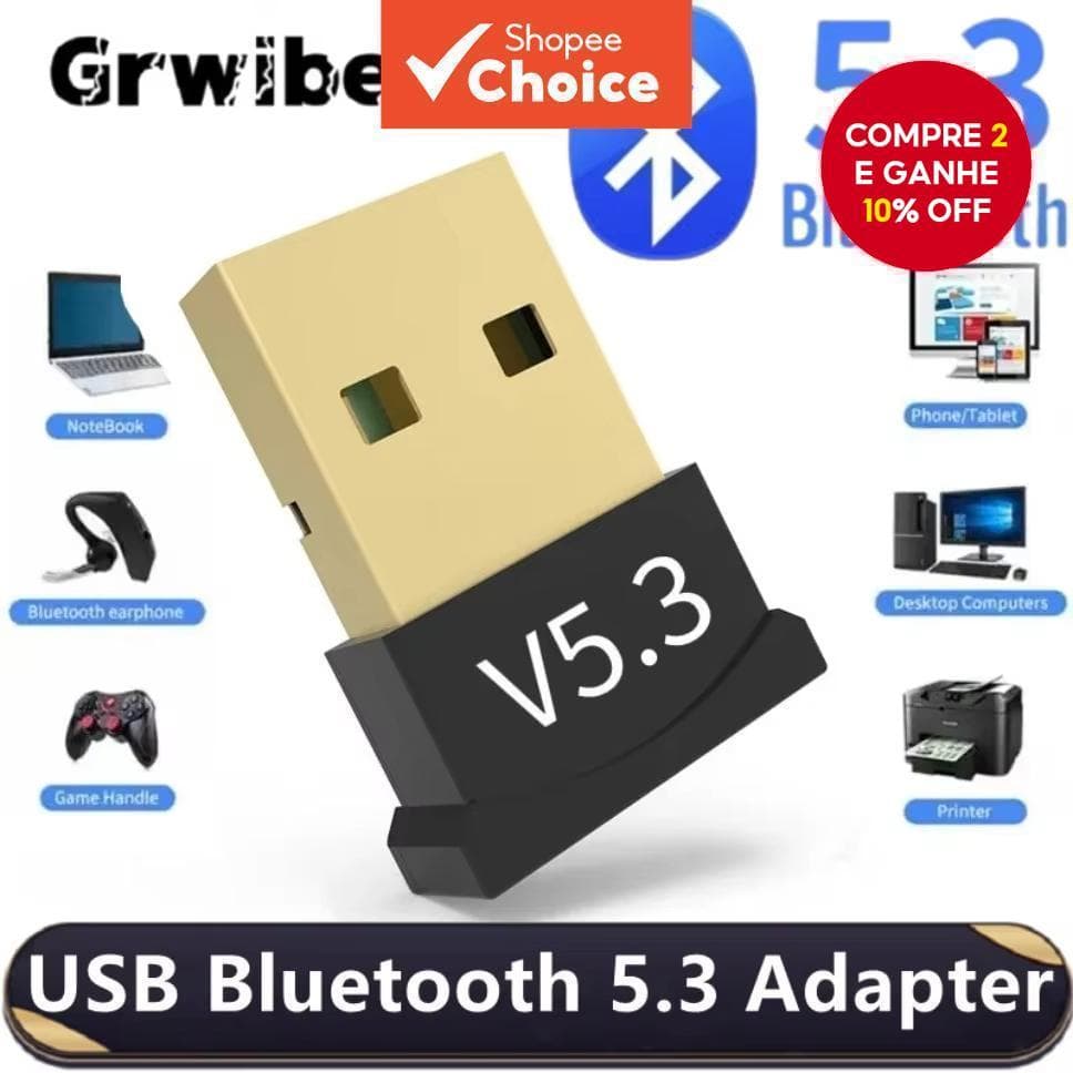  Adaptador USB Bluetooth 5.5 para áudio de laptop, computador, transceptor sem fio, dongle wifi, adaptador Ethernet.