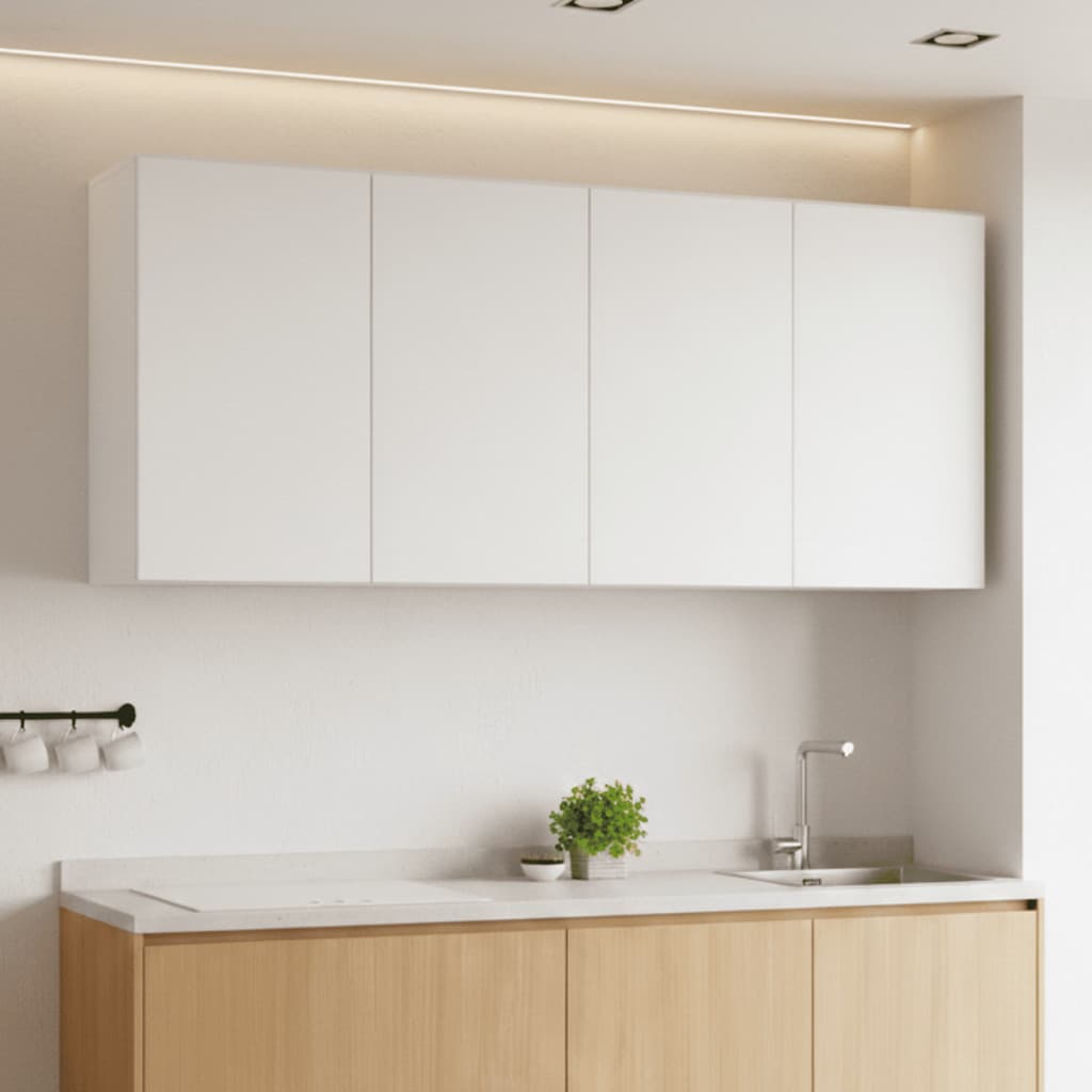 Armário Aereo 4 Portas 2 Prateleira Organizador Multiuso para Cozinha e Lavanderia