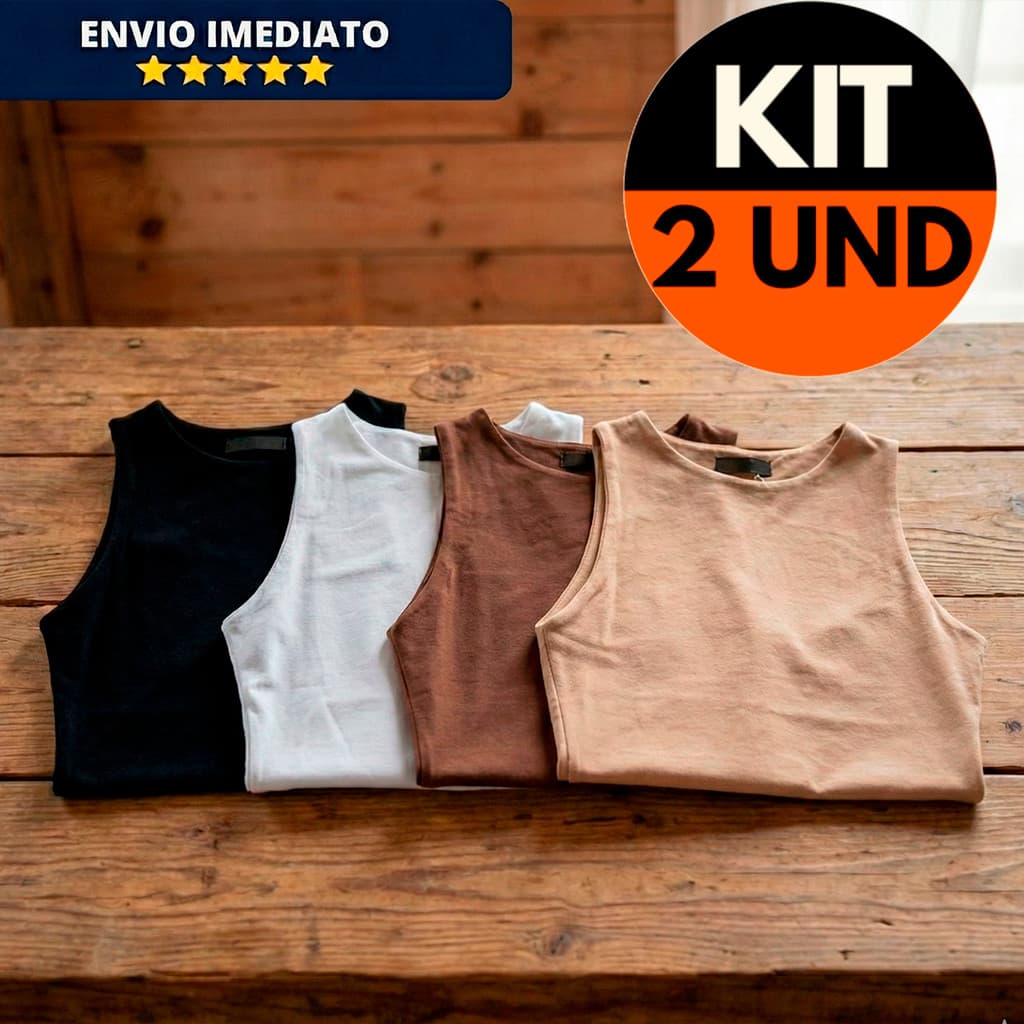 KIT 2 Regata Blusinha Feminina Suplex Duplo Básica Elegante Moda Blogueira Tendencia Gringa DiaaDia