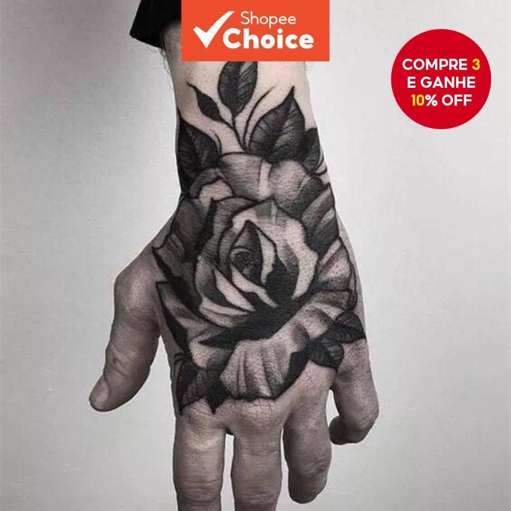 Adesivo De Tatuagem De Flor De Mão À Prova D'água Temporária Duradoura