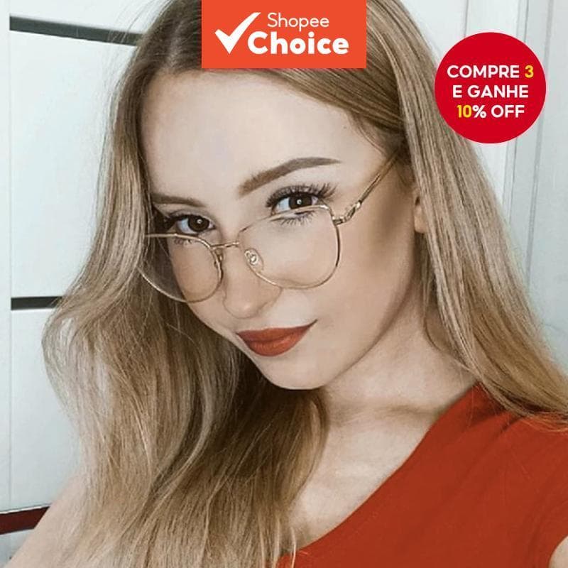 Moda Olho De Gato Óculos De Metal Feminino Anti Luz Azul Retro Tendência Ópticos