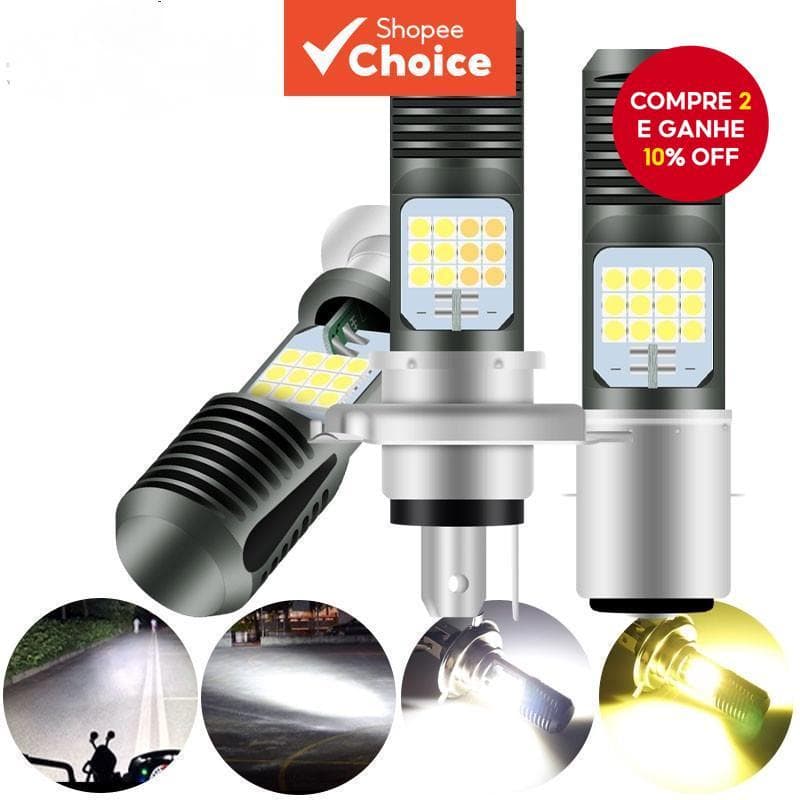 1pcs H4 H6 BA20D Led Lâmpadas De Cabeça De Motocicleta Hi Lo Feixe de Luz Frontal P15D mio125