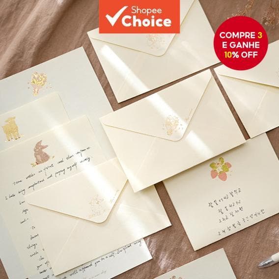 Conjunto De Papelaria (4 Papéis Estilo Vintage + 2 Envelopes) Papel Para Escrever Cartas Convites Festas De Amor