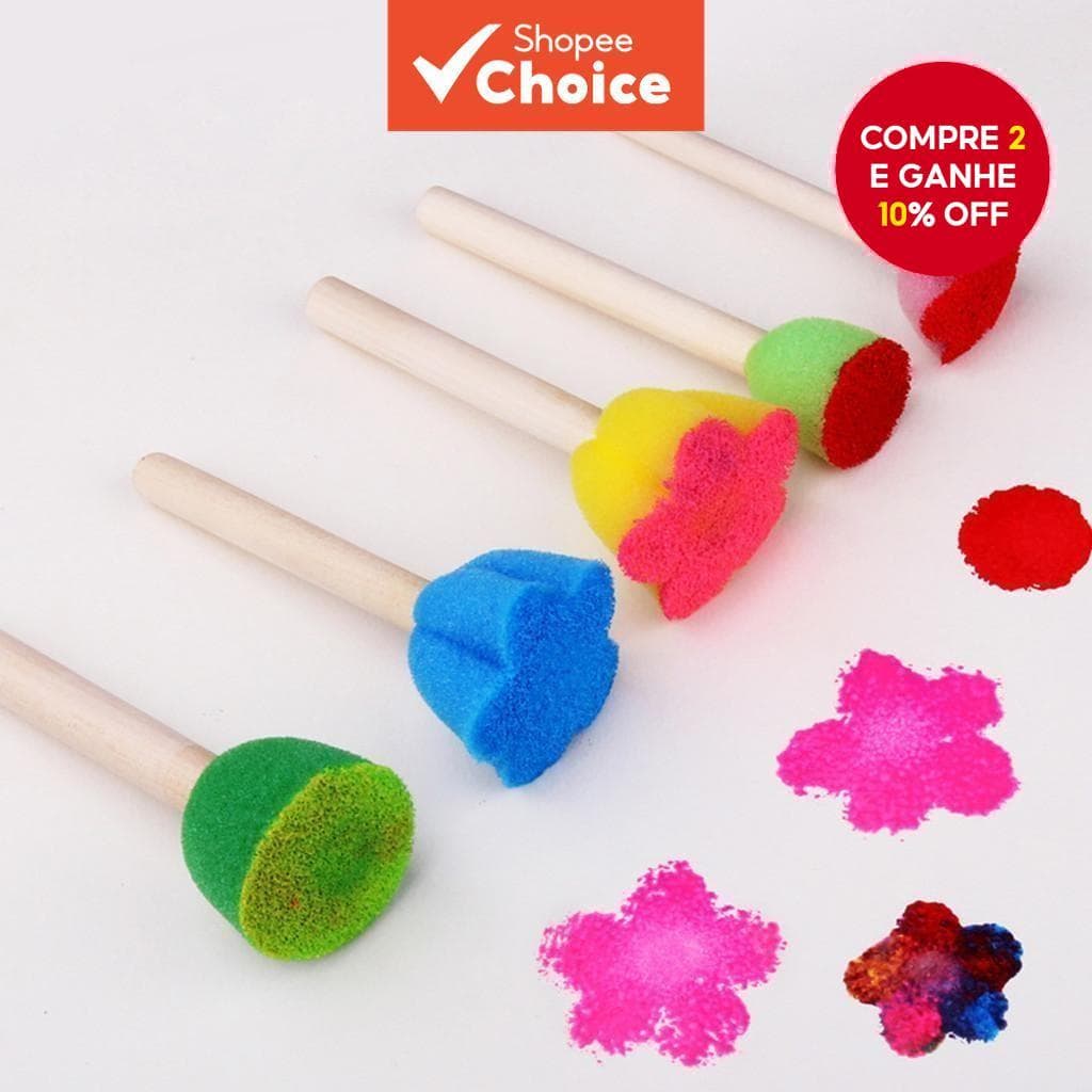 Conjunto De Pincéis De Esponja Redondos Flor Espuma 5/10/20 Pçs Cabo De Madeira DIY Artesanato Acrílico Aquarela Criança
