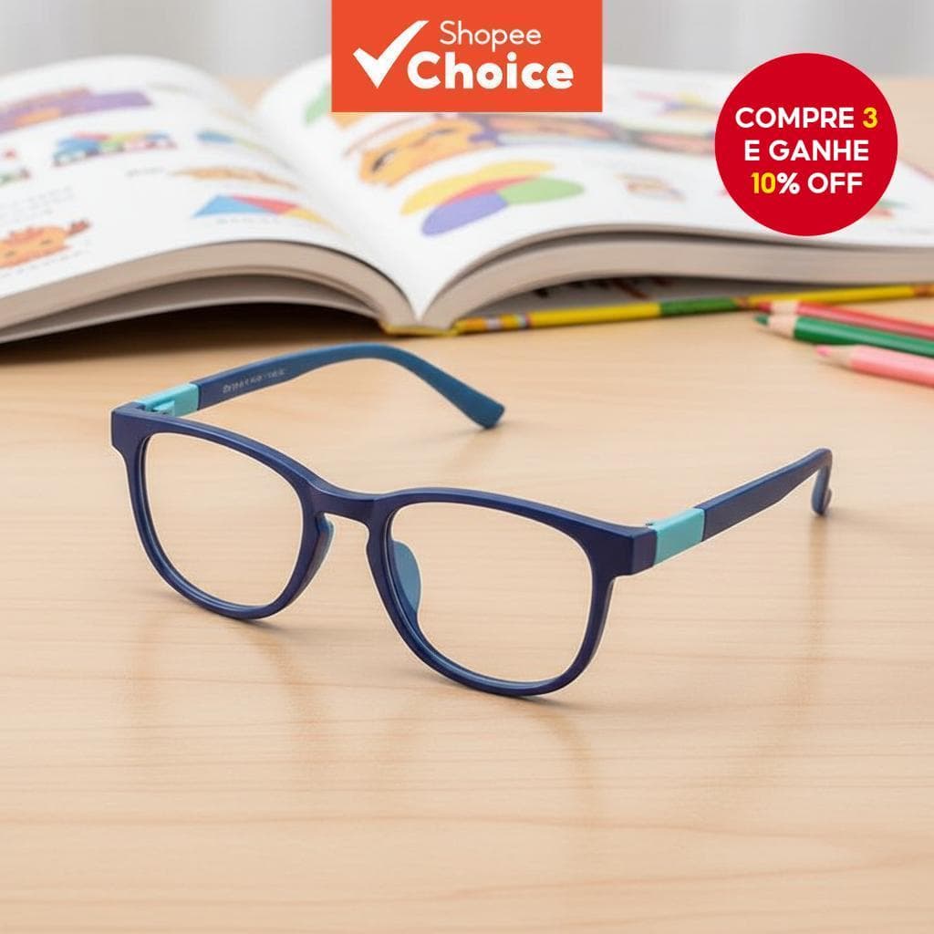  Óculos de silicone para bloqueio de luz azul para crianças, armação removível, óculos sem grau, confortáveis e fofos