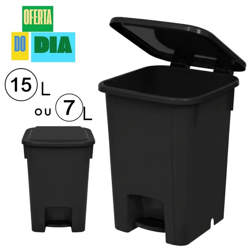Lixeira Plastica Com Tampa e Pedal 7,5 ou 15 Litros Cozinha Banheiro