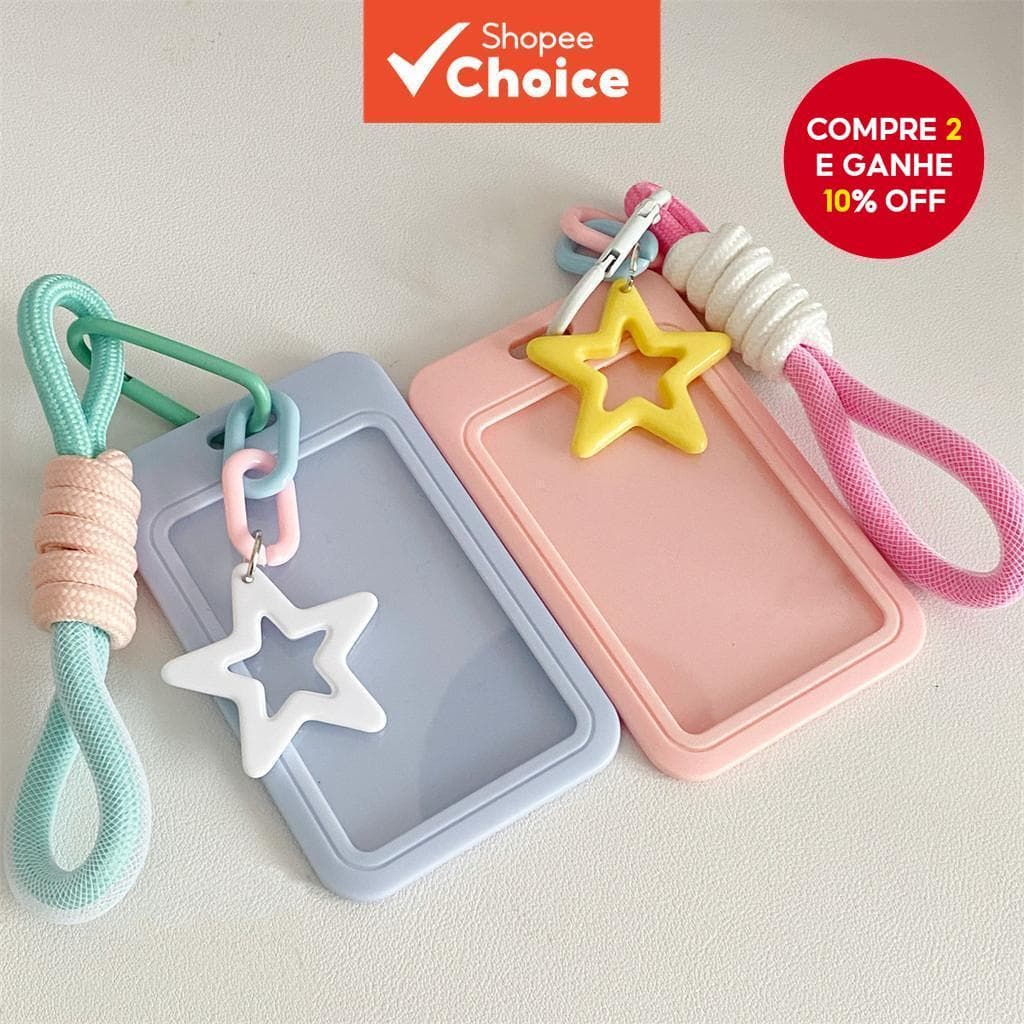 Porta-Cartões Fotográficos Estrelas Com Cordão De Identificação De Cor Sólida Capa Para Cartão De Nome Ônibus De Estudan