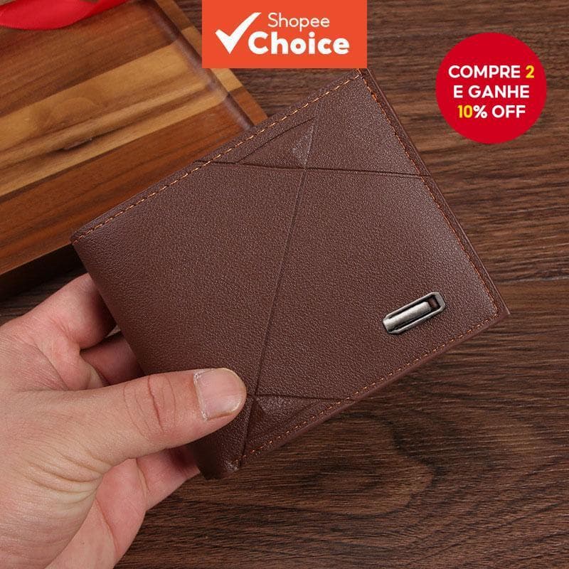 Carteira Curta Horizontal Masculina-Slim Multi-Card Fashion Para Jovens Adultos