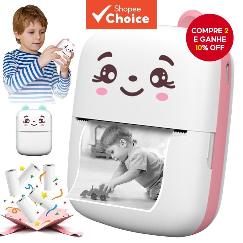  Mini impressora de fotos, portátil recarregável via USB, impressora térmica inteligente, compatível com iPhone e