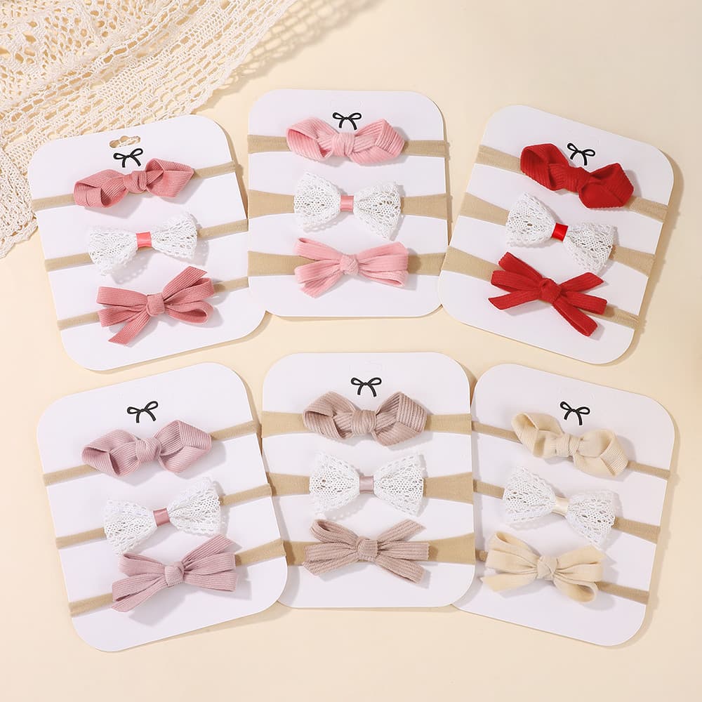3 Pçs Doce Cor Waffle Arco De Malha Bandana Para Bebês Meninas Bonito Macio Náilon Elástico Hairdband Confortável Vestin
