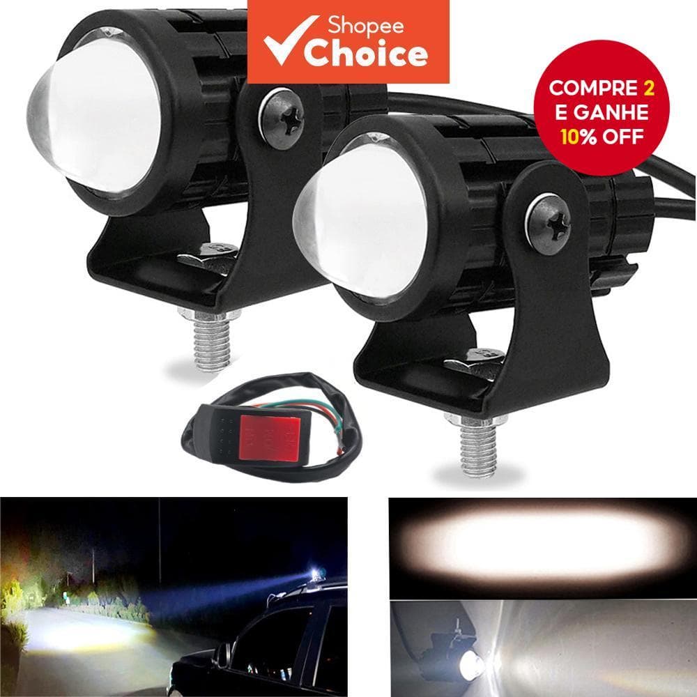 Mini Farol LED Universal De Duas Cores 3000K/6000K-Refletor De Projetor Para Motocicleta/ATV/Scooter/SUV Com Interruptor
