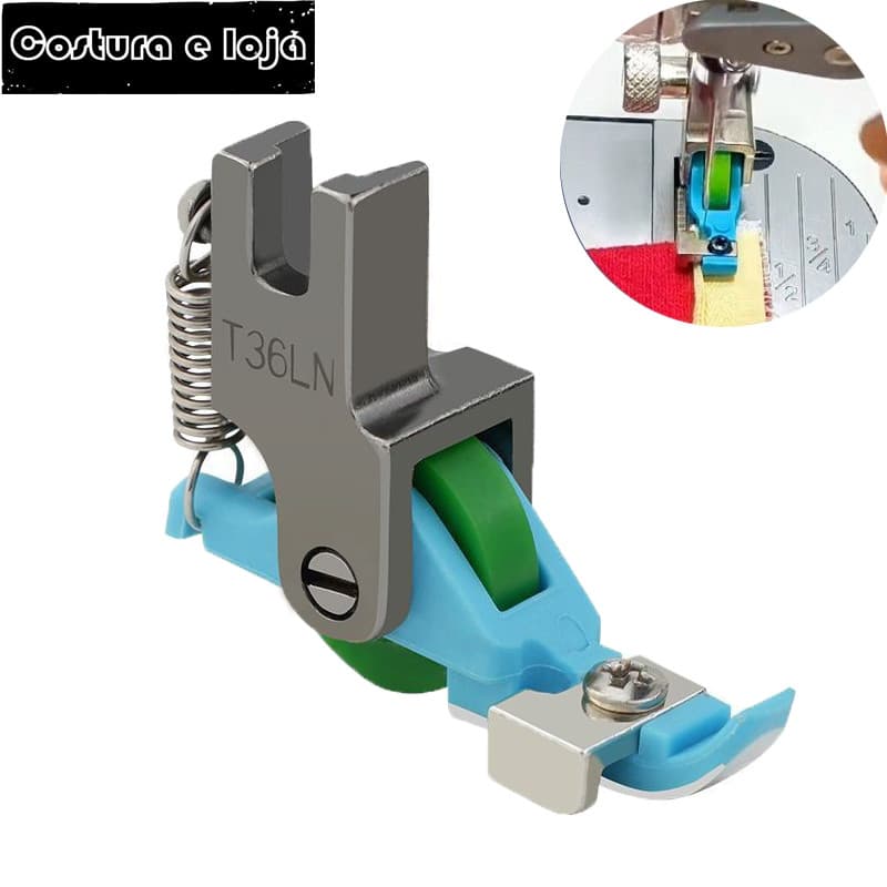 Calcador Pé Zíper Invisìvel Regulável de Plástico com Rolete Para Máquinas De Industriai