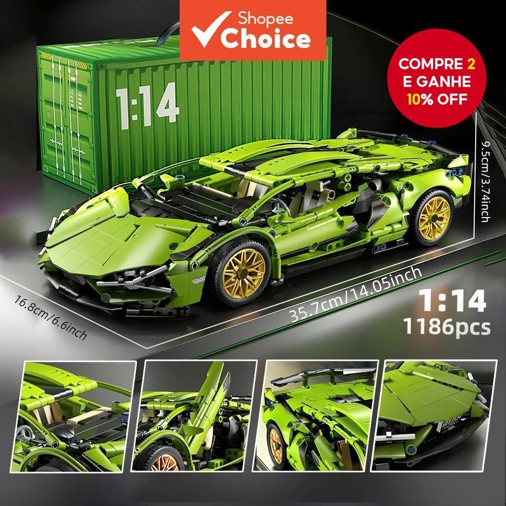 1 : 14 Blocos De Construção Moc Cidade Velocidade Carro Luxo Veículo Corrida Com Super Corredores Tijolos Brinquedos