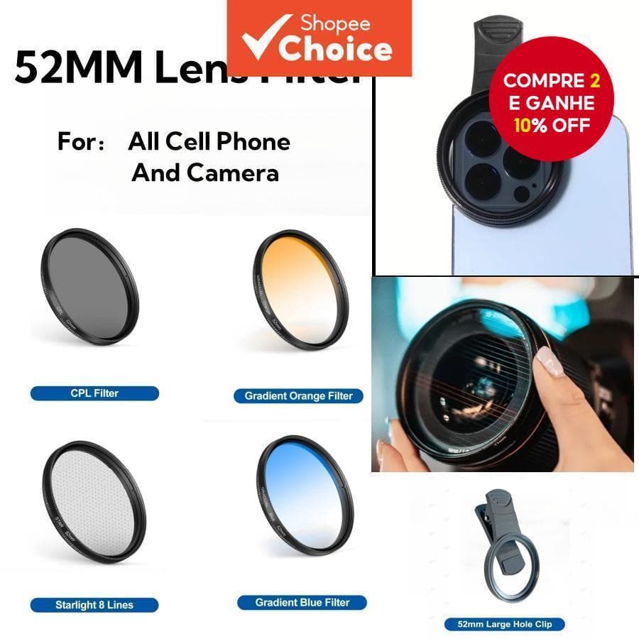Filtro CPL Ultrafino De 52 Mm Para Câmera Com Lente Gradiente UV E De Efeito Starlight De 8 Linhas Telefone Moblie , Nik