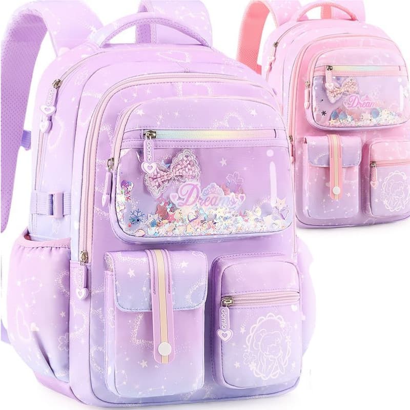 Mochila Escolar Menina Abertura 180° Grande Capacidade Juvenil Leve Reforçada Princesa Viagem Passeio