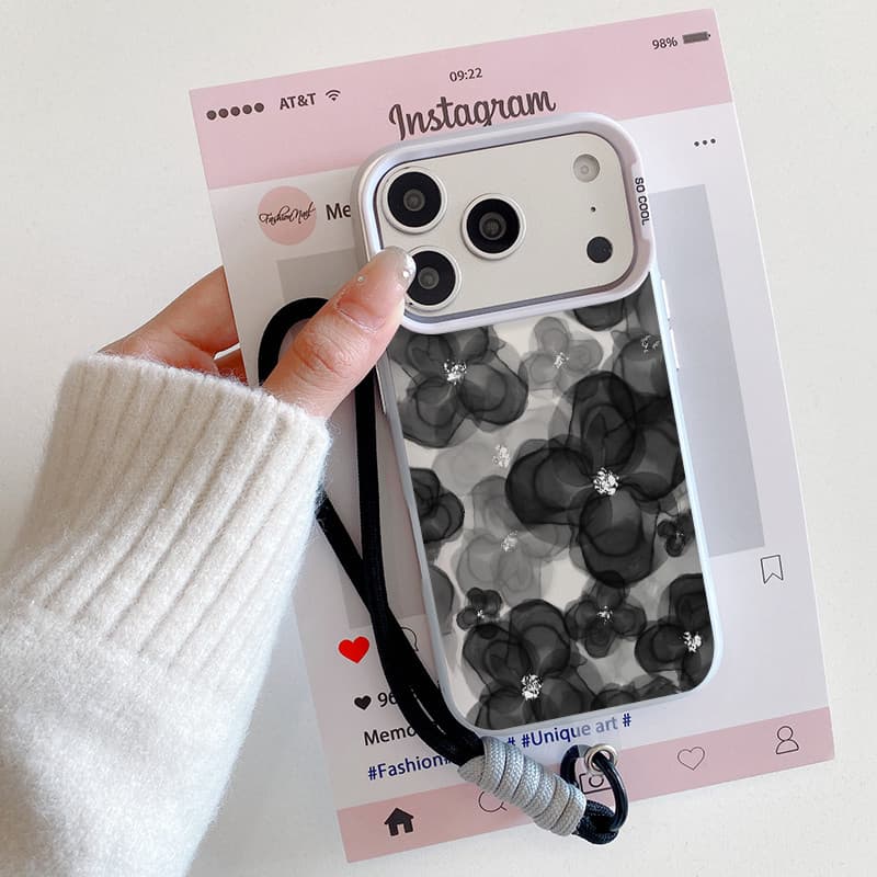 Capa de celular da flores pretas com iPhone 17 16 15 14 13 12 11 PRO MAX XS XR 7 8PLUS SE AIR casca macia