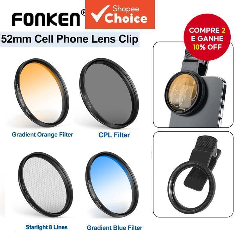 Fonken 52mm Clipe De Lente De Câmera De Telefone CPL Starlight 8 Linhas Filtro Ajustável Para Todos Os Smartphones