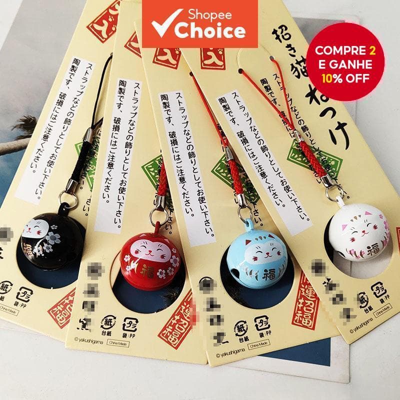 Novo 1pcs Sino de Gato Japonês Pingente, Pode Ser Usado em Chaves de Carro, Bolsas, Chaveiros, Presente Fofo de