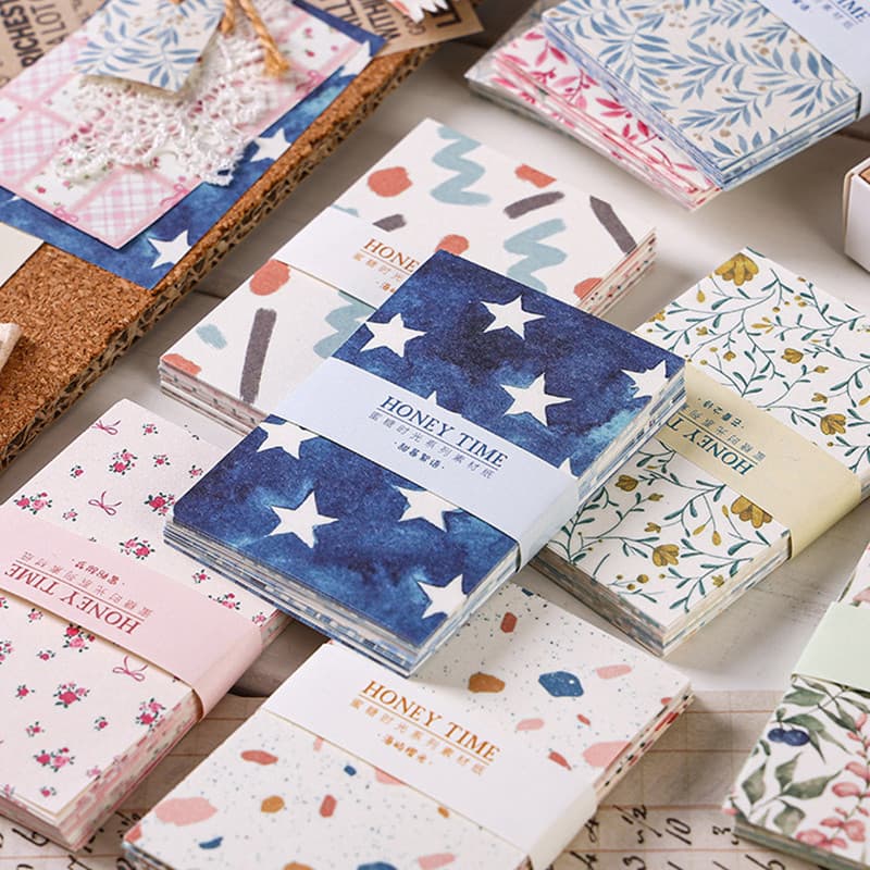 50 Folhas Doce Série Tempo Material Papel Scrapbook Diário Deco DIY Arte