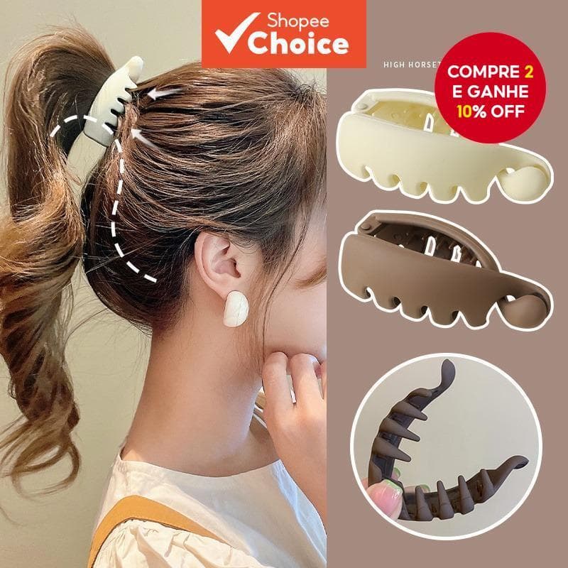 Clipe De Banana De Rabo De Cavalo Alto De Cor Sólida Da Moda Coreana-Acessórios De Cabelo Elegantes Para Mulheres