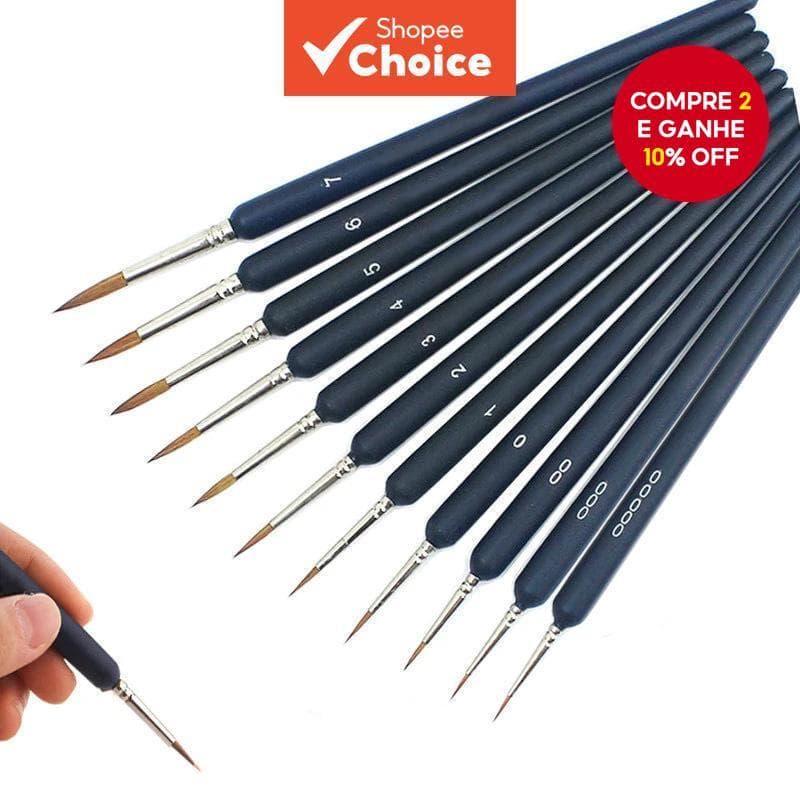 11 Pçs/set Miniatura Gancho Linha Caneta Arte Pintura Pincéis Para Aquarela Tintas A Óleo Pintados À Mão