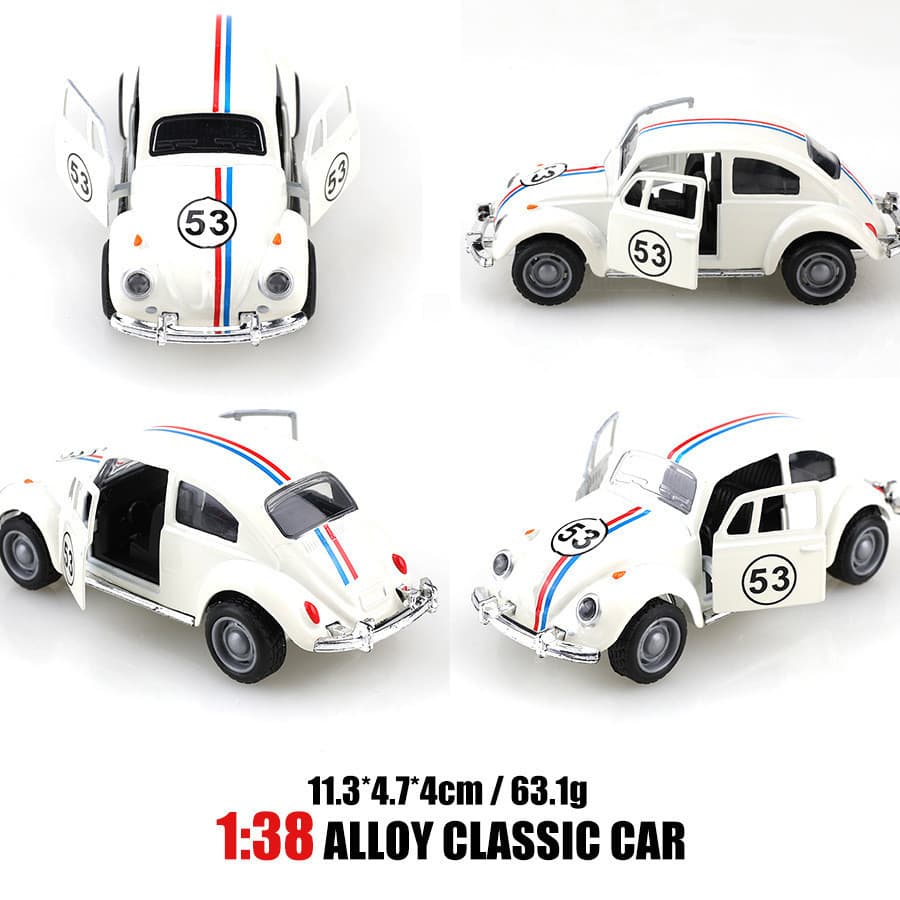 Herbie Beetle 53 portas e capô de metal carro de brinquedo infantil