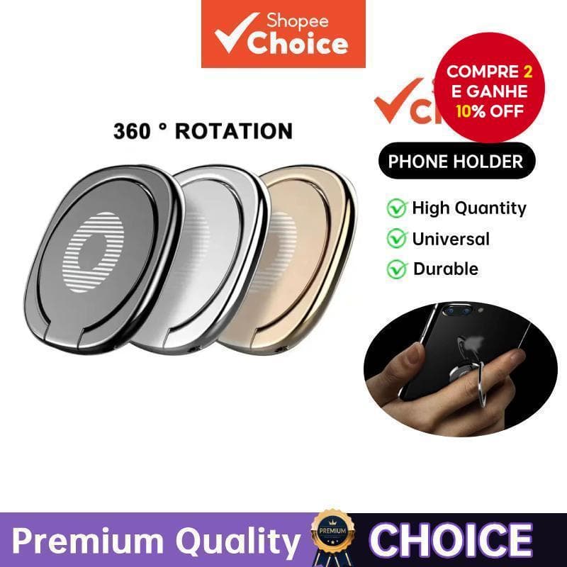 Suporte De Telefone De Metal Giratório Anel De Dedo Mesa Ultrafino Para Aperto De Carro