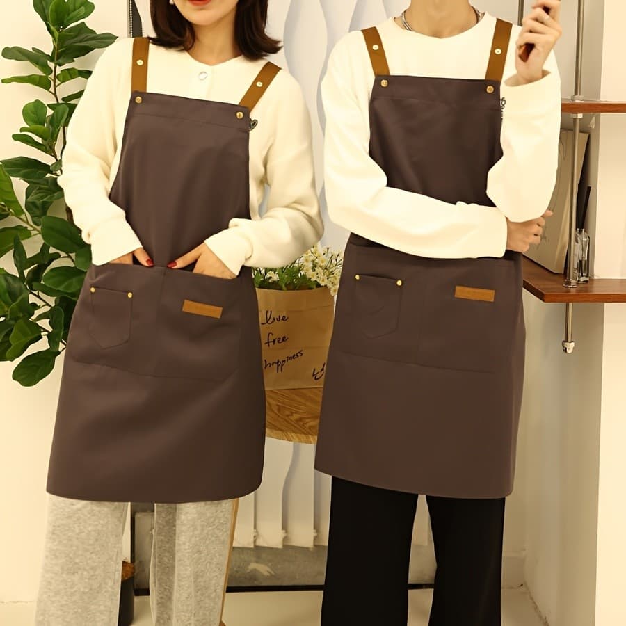 Avental de Cozinha Ajustável Com Botões Com Bolso Caseiro ou Profissional