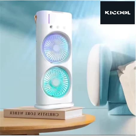 Portátil Climatizador Camada Ventilador Dupla Umidificador Hélice Giratório+rgb Ar C/ Reservatório