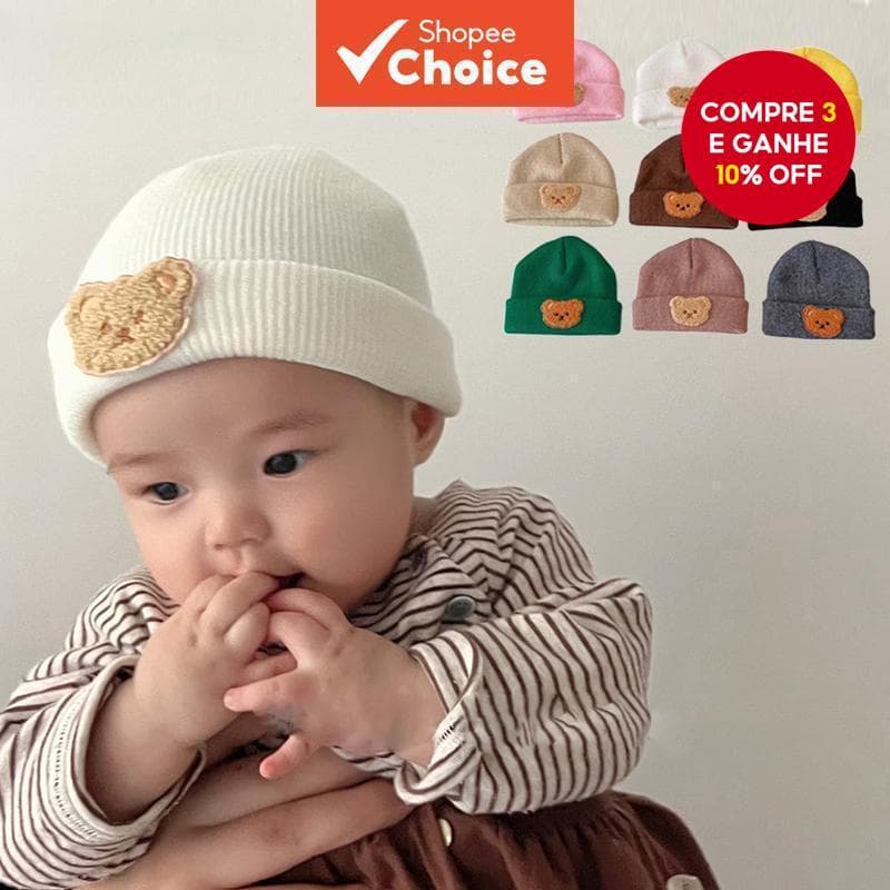 Gorro De Bebê De Urso De Desenho Animado – Chapéu De Inverno De Malha Macia Para Bebês E Crianças De 0 A 2 Anos