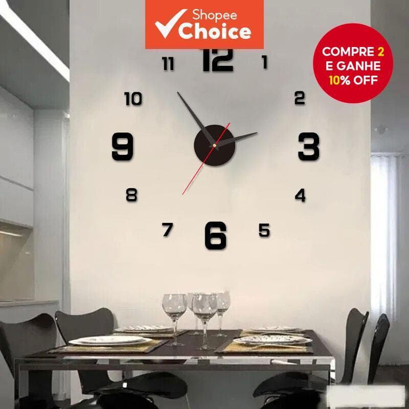 Relógio De Parede DIY Sem Moldura – Decalque Silencioso E Criativo Para Casa , Sala De Estar Escritório