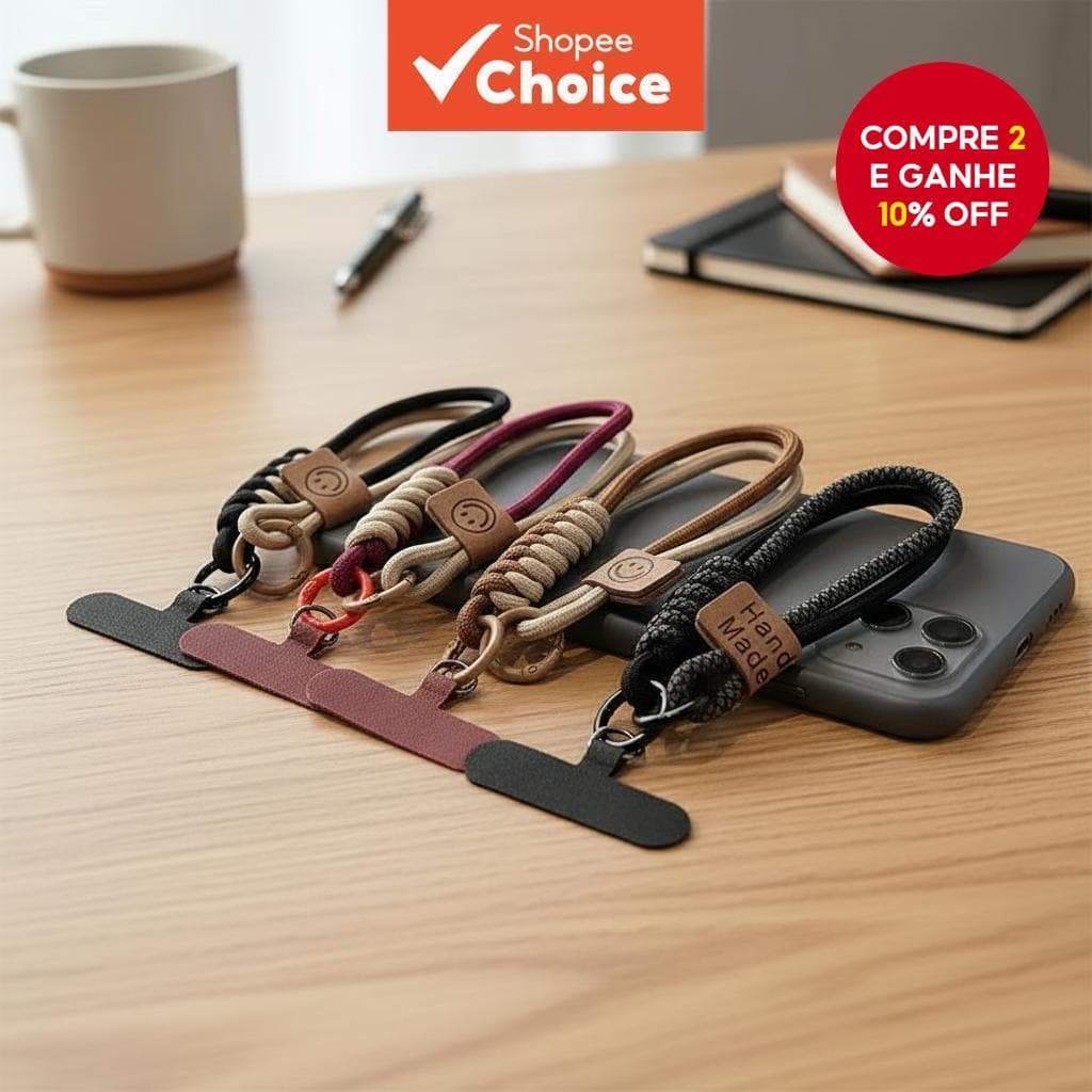  Alça de Celular Colorida Tecida à Mão com Corrente, Cordão de Pulso para Capa de Celular, Pingente de Bolsa de Boneca &