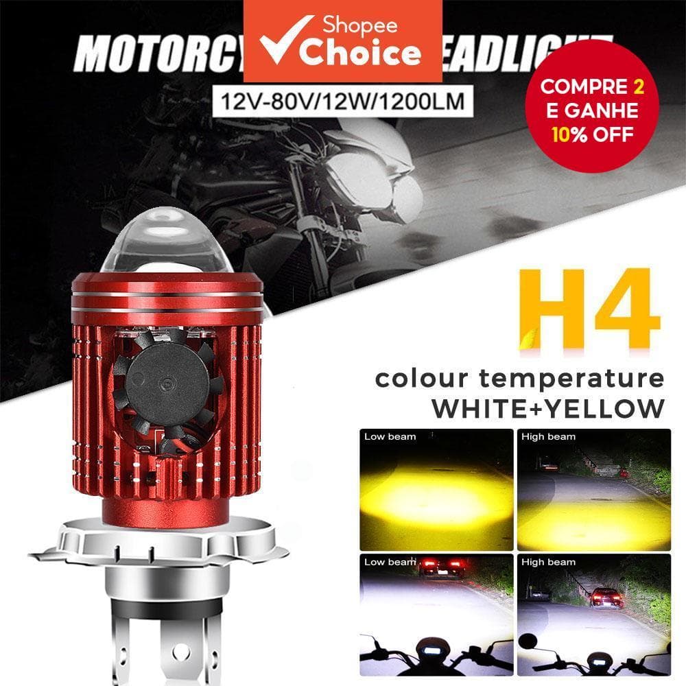 Lâmpada LED Para Farol 1PC H4 HS1 H6 BA20D Hi Lo Beam Com Ventilador De Resfriamento De Lente Amarelo Branco