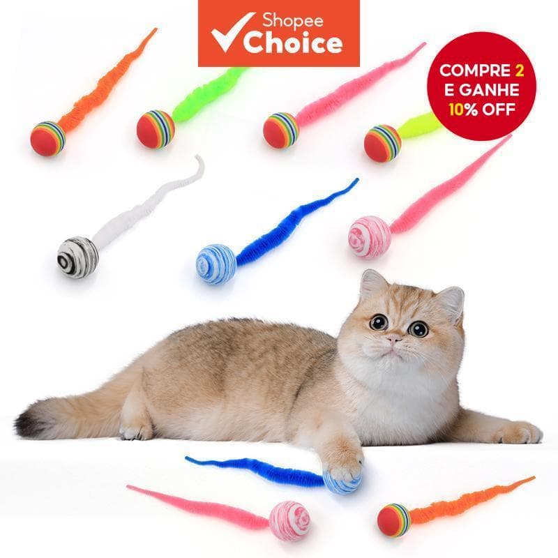 Brinquedos Para Gatos Bola De EVA Com Lagarta Colorida , Resistente À Mordida , Varinha Interativa Gatinhos