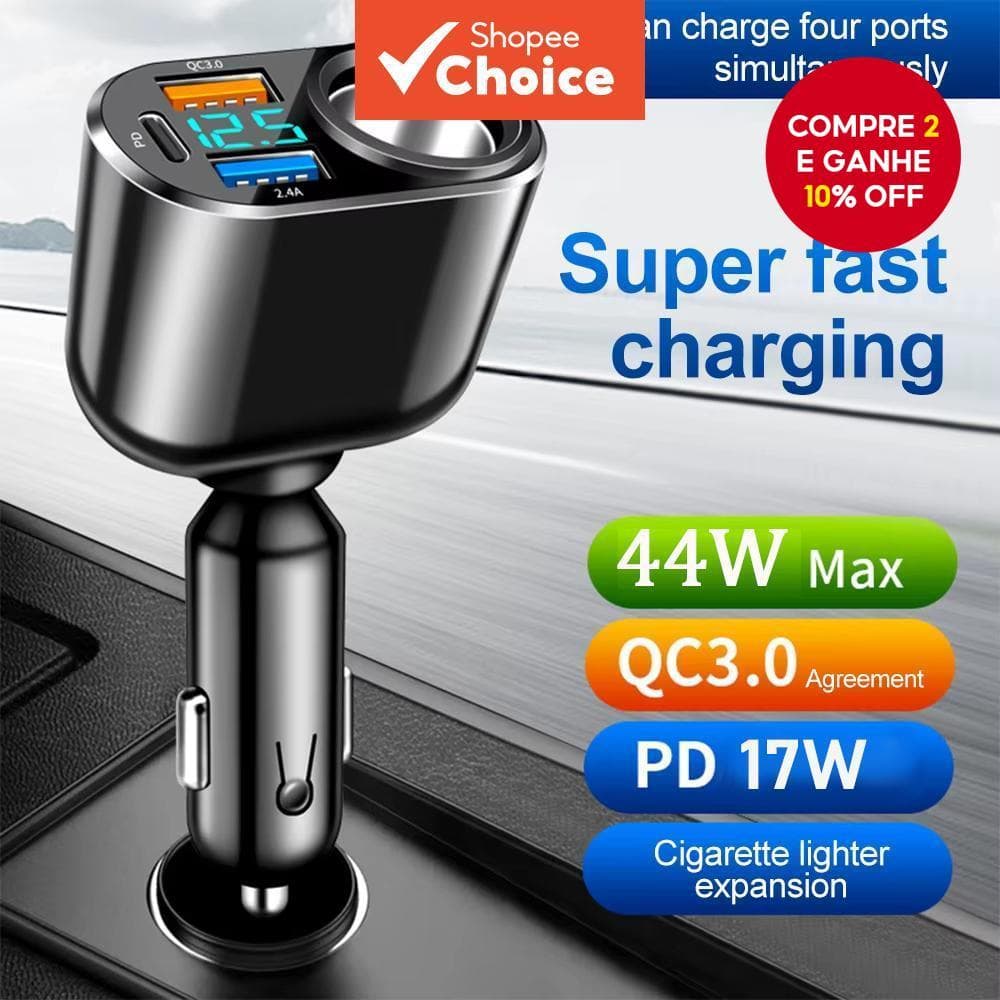 QC3.0 PD Adaptador De Isqueiro De Carro USB Carregador De Telefone De Carga Rápida 12V-24V Universal