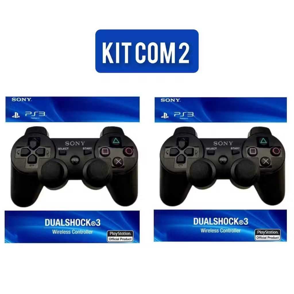 Kit com 2 controles ps3 sem fio premium envio no mesmo dia