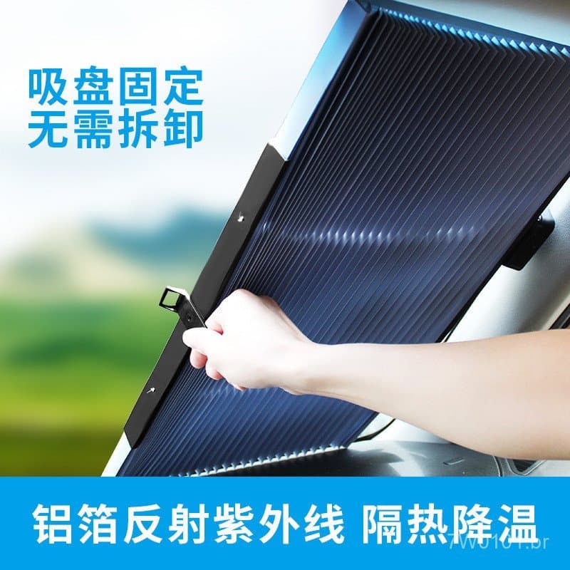 Cortina de Sombra para Para-brisa Frontal de Carro, Cortina de Sombra Retrátil Automática, Bloqueador de Sol para Para-b