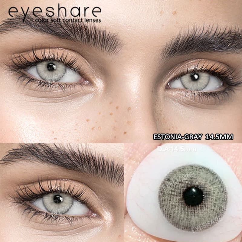 Lente De Contato Eyeshare Cinza 1 Par De Lentes Para Olhos Grandes De Cor natural