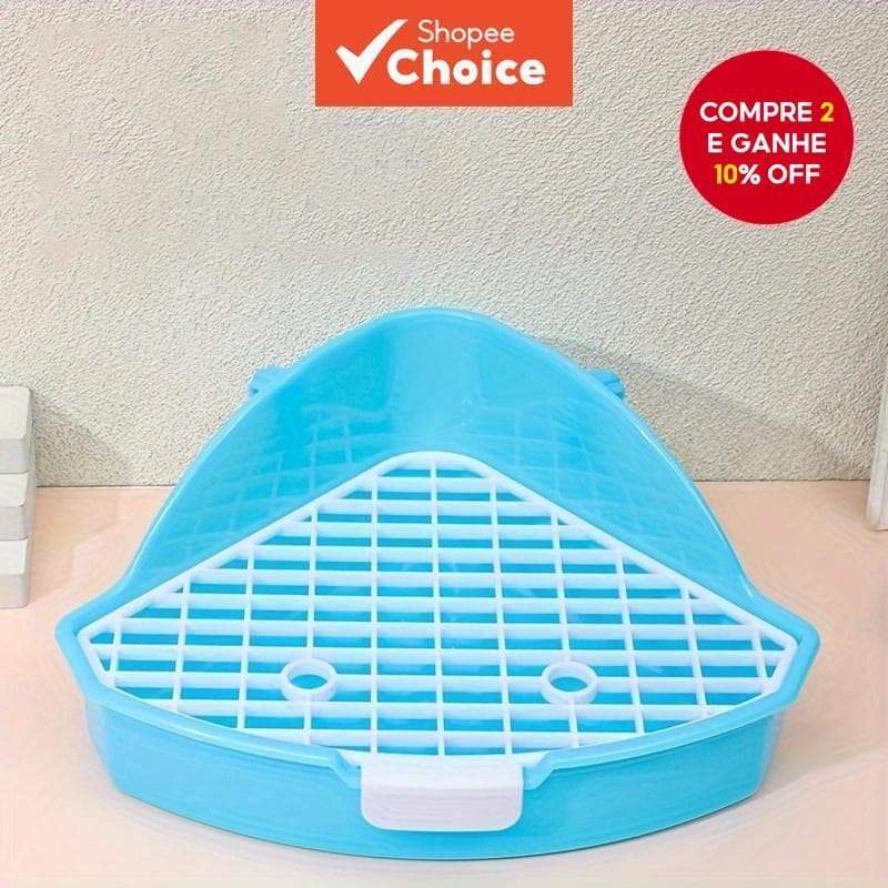 Caixa de banheiro triangular de plástico para coelhos, suprimentos para pequenos animais.