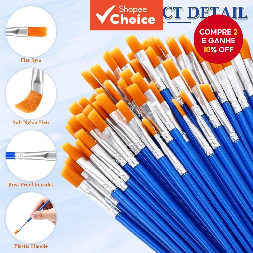 32pcs Conjunto De Pincéis Para Pintura Plana Artista Acrílicos A Óleo Aquarela