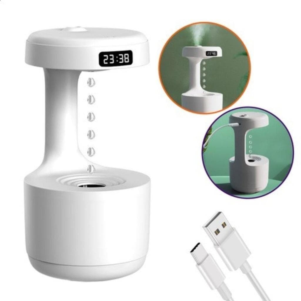Umidificador Difusor Ar Água Anti-gravidade 800ml Relógio Cor Difusor Gota Anti Gravidade Designer Integrado Quarto