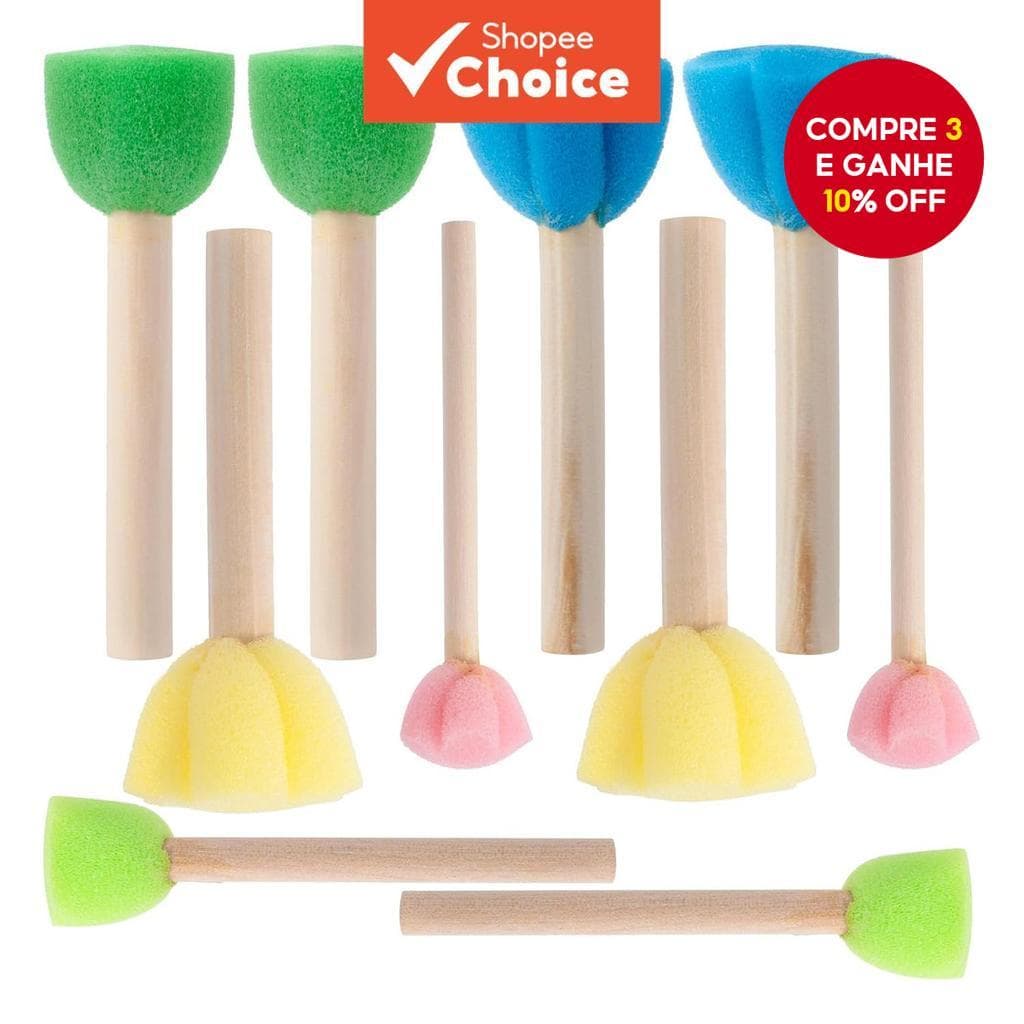 5/10/20pcs Pincéis De Esponja Para Pintura , Espuma De Cabeça De Flor Com Cabo De Madeira , Ferramenta De Coloração De P