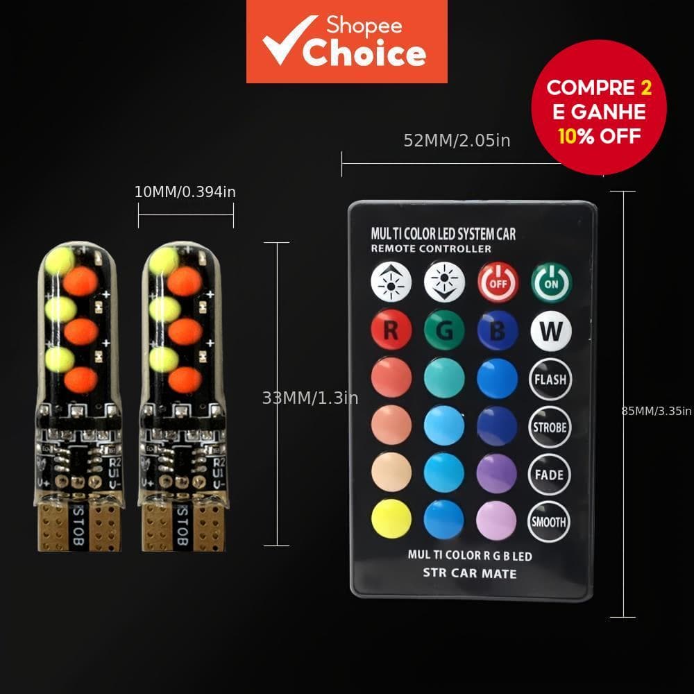 Novo Multi Color T10 5050 SMD RGB Remoto 12 LED Controlador Lâmpada De Cunha De Leitura