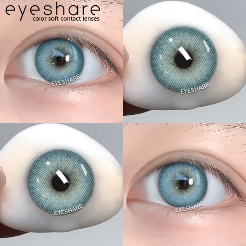 Lentes De Contato Eyeshare 1 Par Confortável Azul Cinza Lente De Cor natural