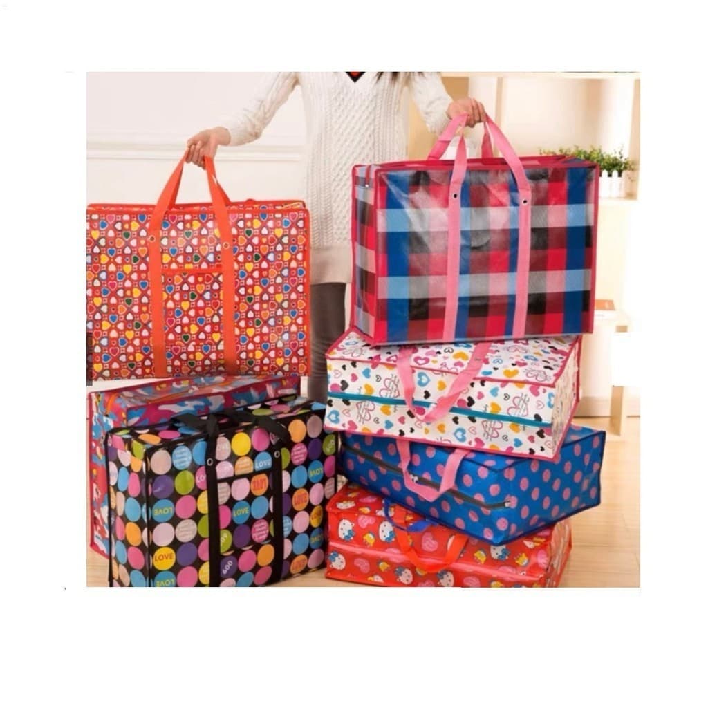 Kit 3 Sacola 80CM Viagem GG Impermeável Sacola Bolsa Mudança Paraguai com Zíper Compras Feiras