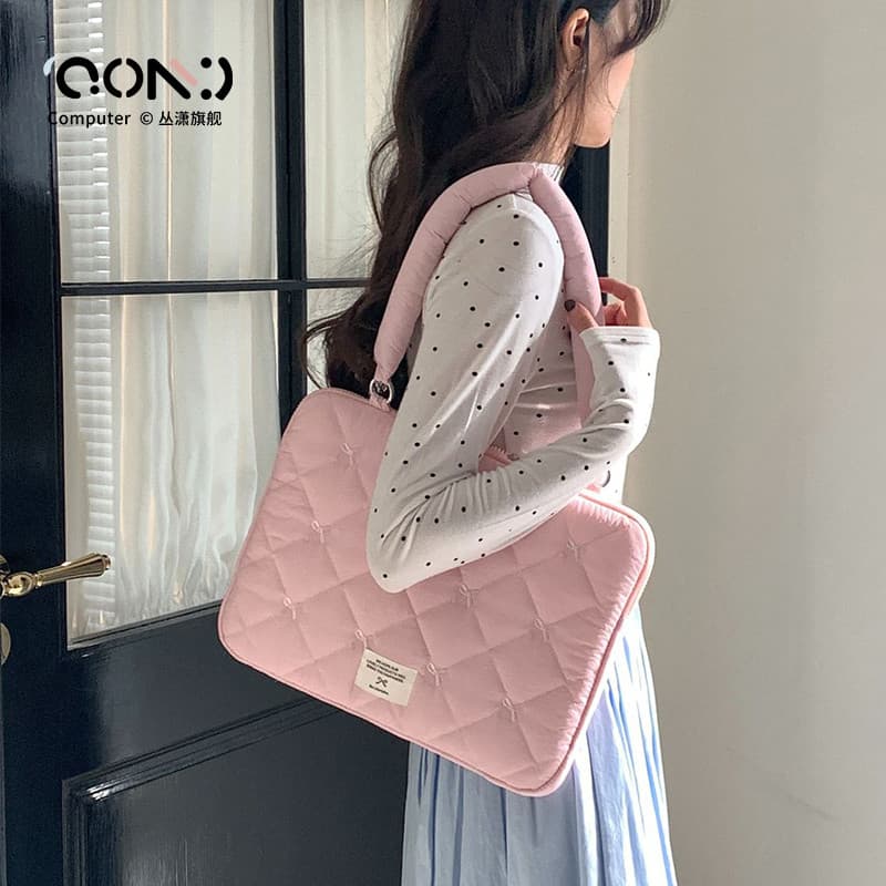 Congxiao Bow Notebook Bolsa de Ombro Bolsa para Laptop Feminina 2025 Adequado para Apple macbook15.6 Bolsa Shin-Chan air